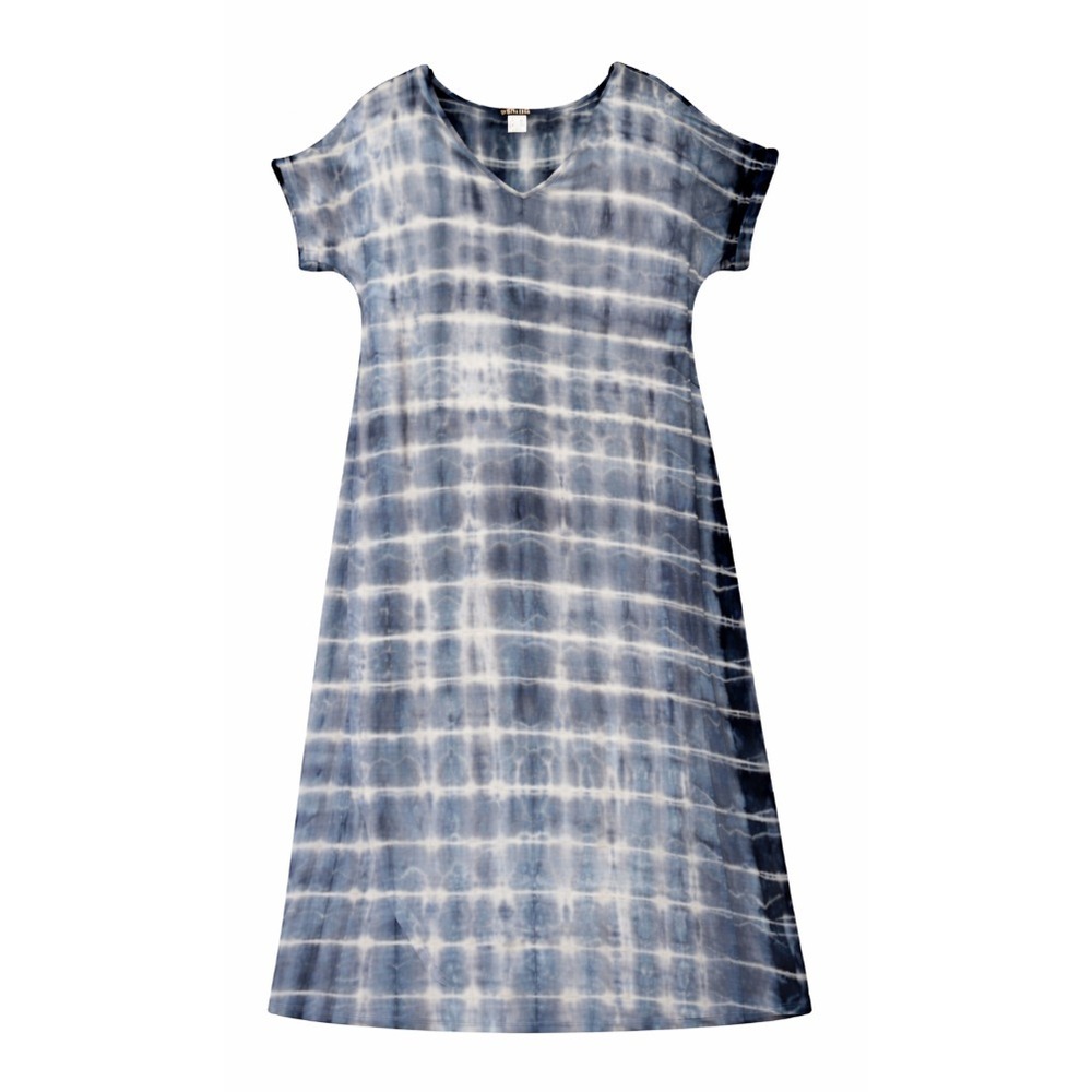VENUS Tie Dye Maxi Dress Women XL Blue White V-Neck High Low